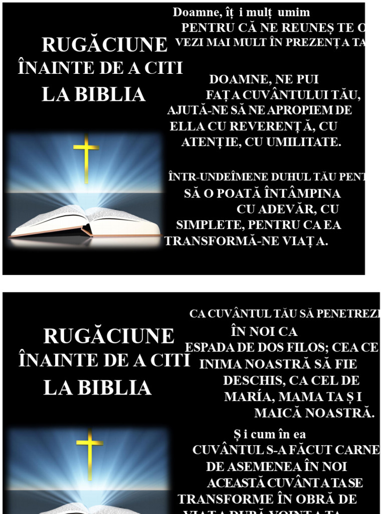 Rugăciuni Înainte Și După Citirea Bibliei | PDF