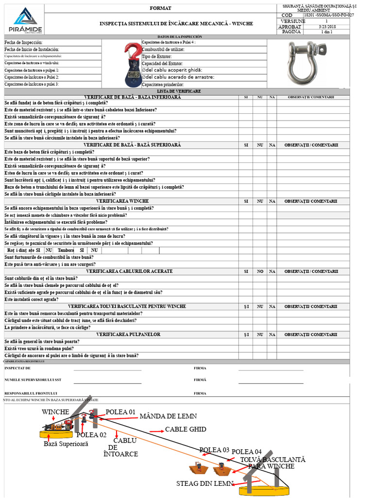 Inspecția Sistemului de Încărcare - Winch | PDF