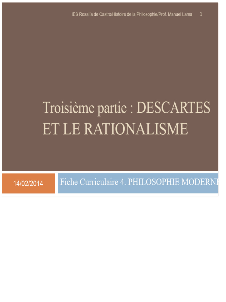 Descartes et le rationalisme en philosophie | PDF | René Descartes ...