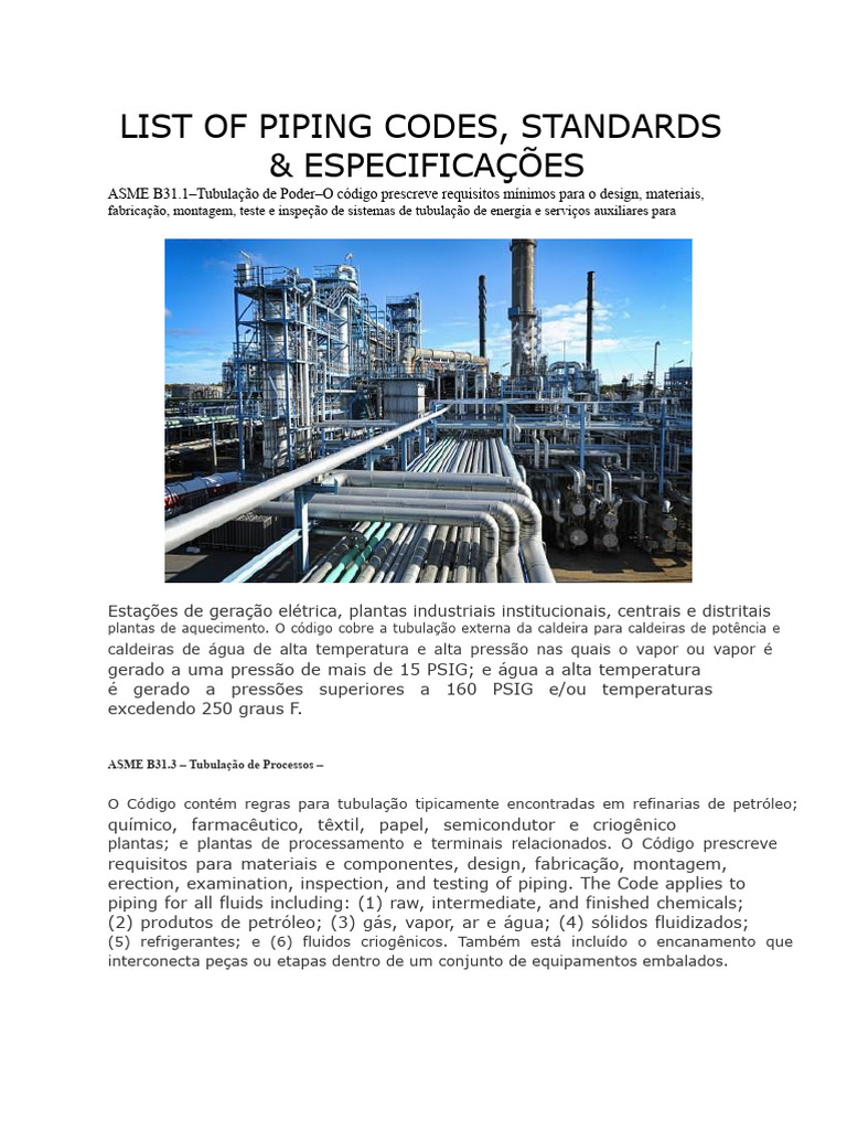 Padrões e Códigos de Tubulação ASME | PDF | Cloreto de polivinila (PVC ...