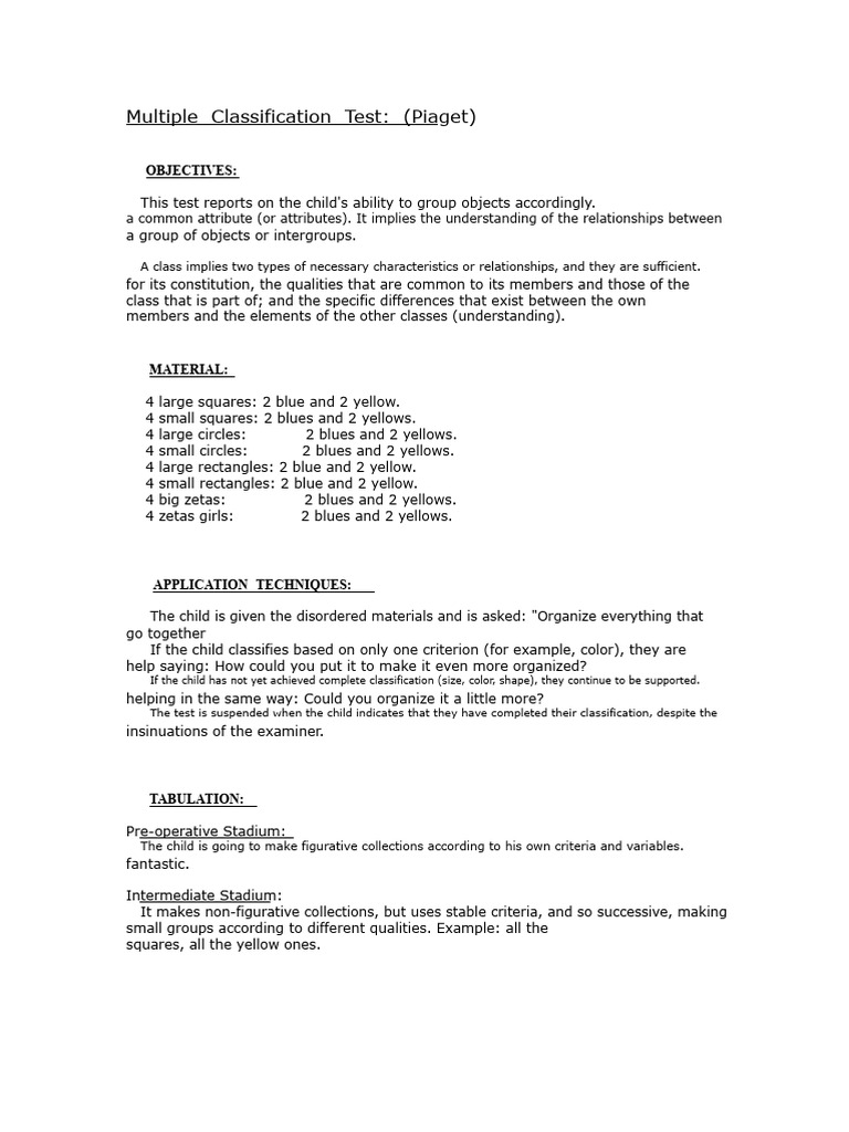 Child Classification Test Guide | PDF | Shape | Psychological Concepts