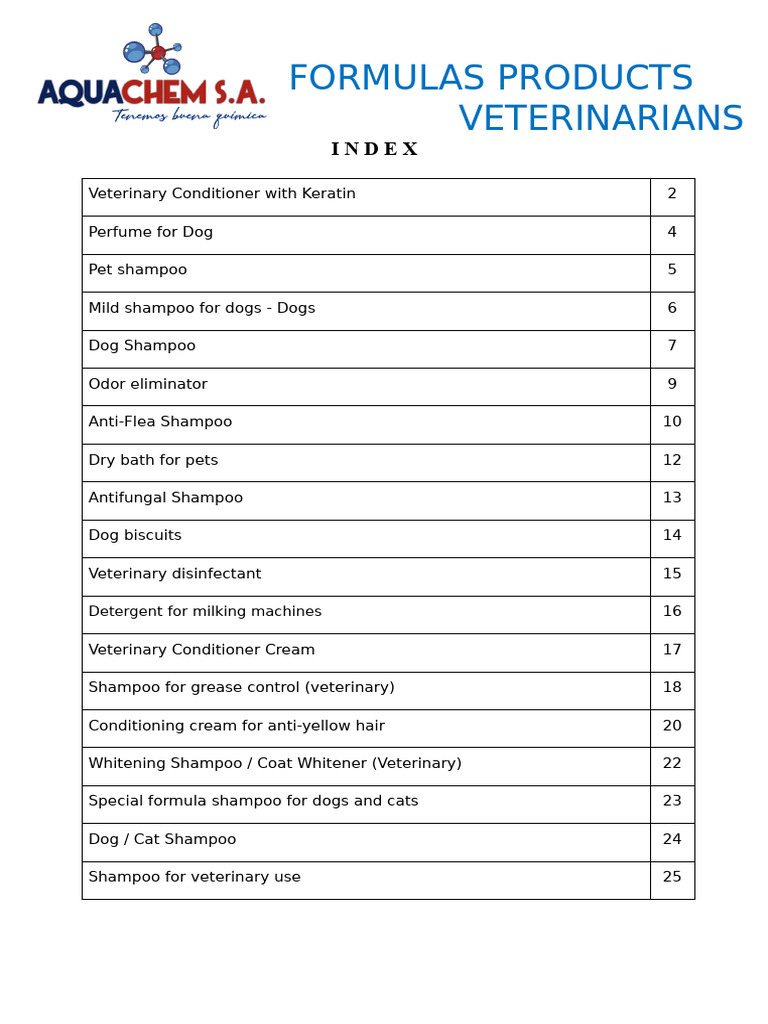 Veterinary Pet Care Product Formulas | PDF | Shampoo | Surfactant