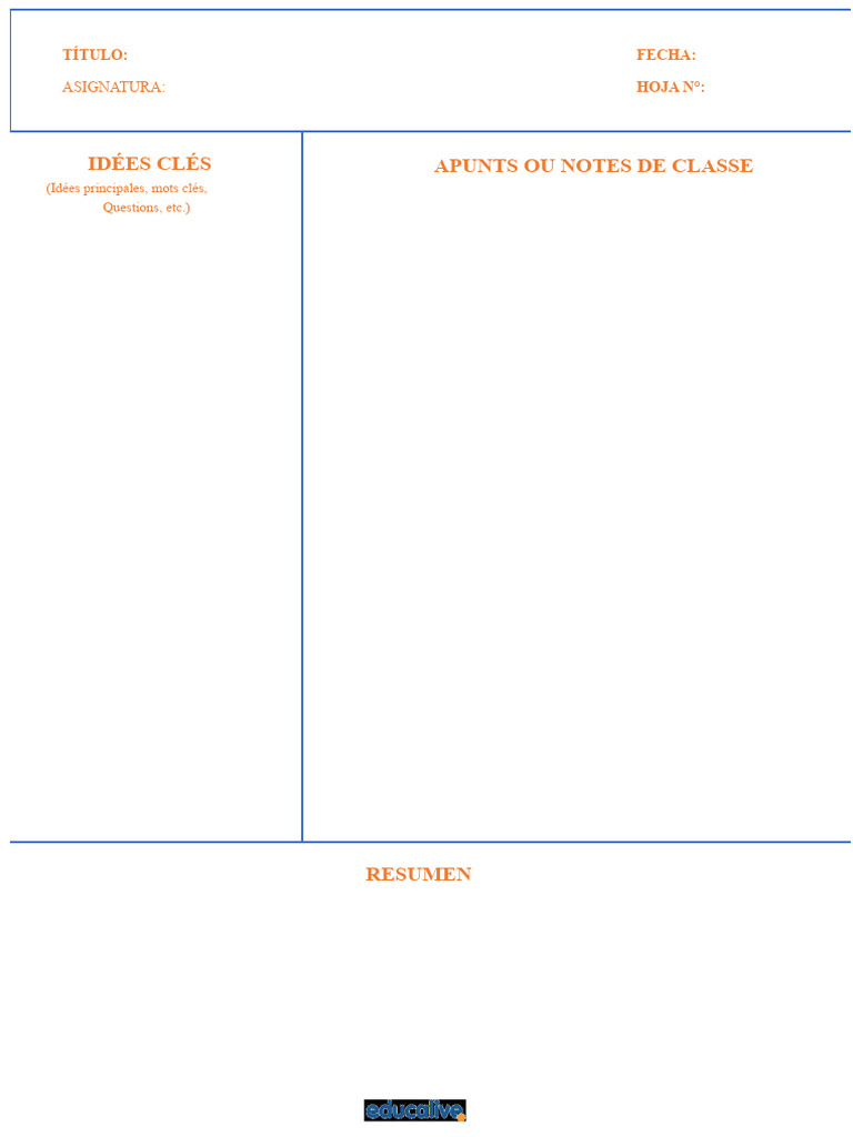 Modèle Méthode Cornell Notes | PDF