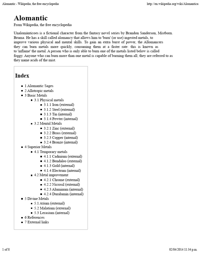 Alomantic - Wikipedia, The Free Encyclopedia | PDF | Metals | Alloy
