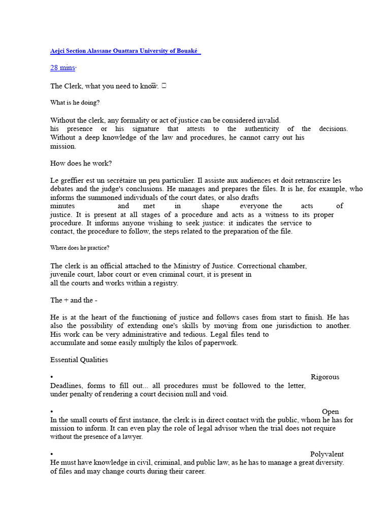 CLERK | PDF | Public Sphere | Government Institutions