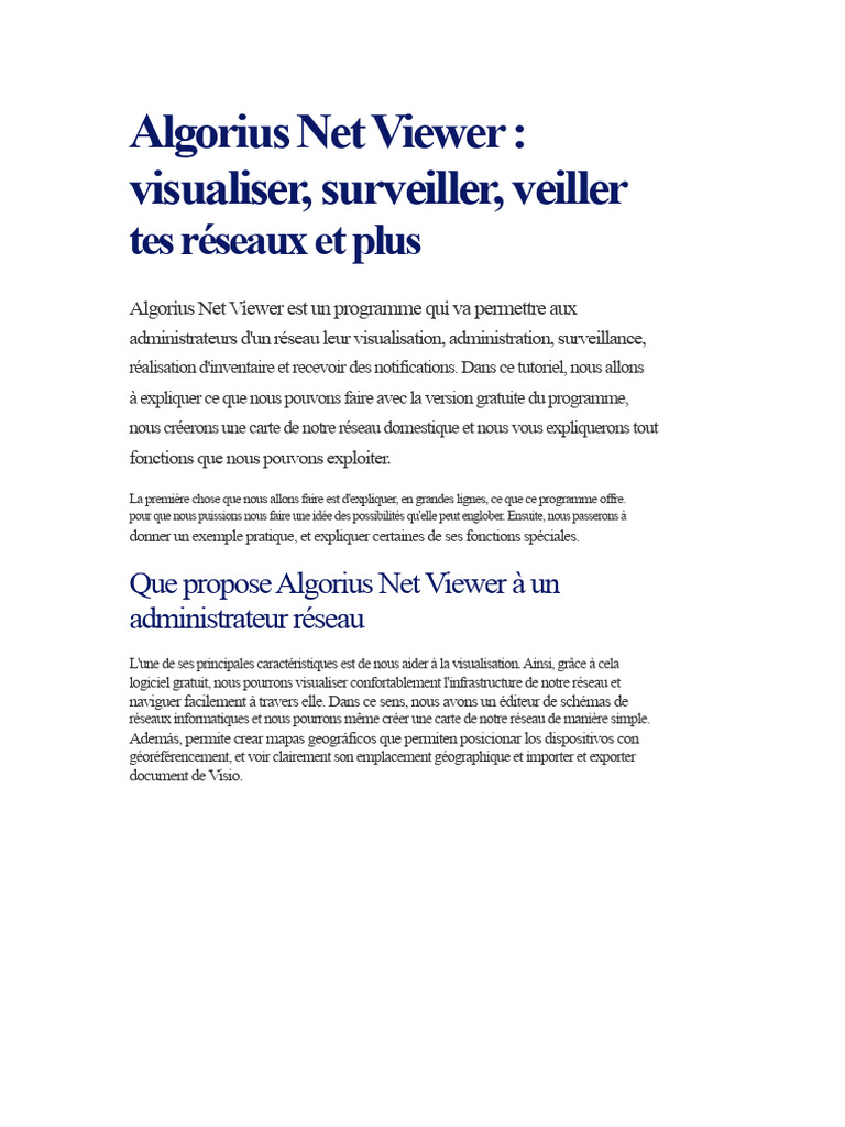 Algorius Net Viewer : Guide de Surveillance Réseau | PDF | Wi-Fi ...