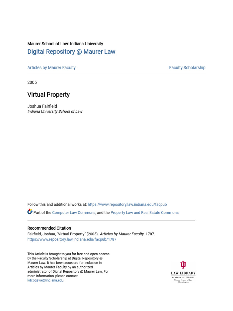 Virtual Property Joshua | PDF | Intellectual Property | Property
