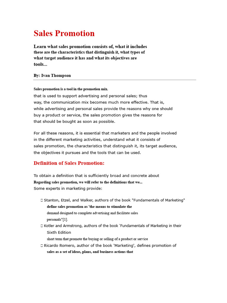Sales Promotion | PDF | Marketing | Direct Marketing