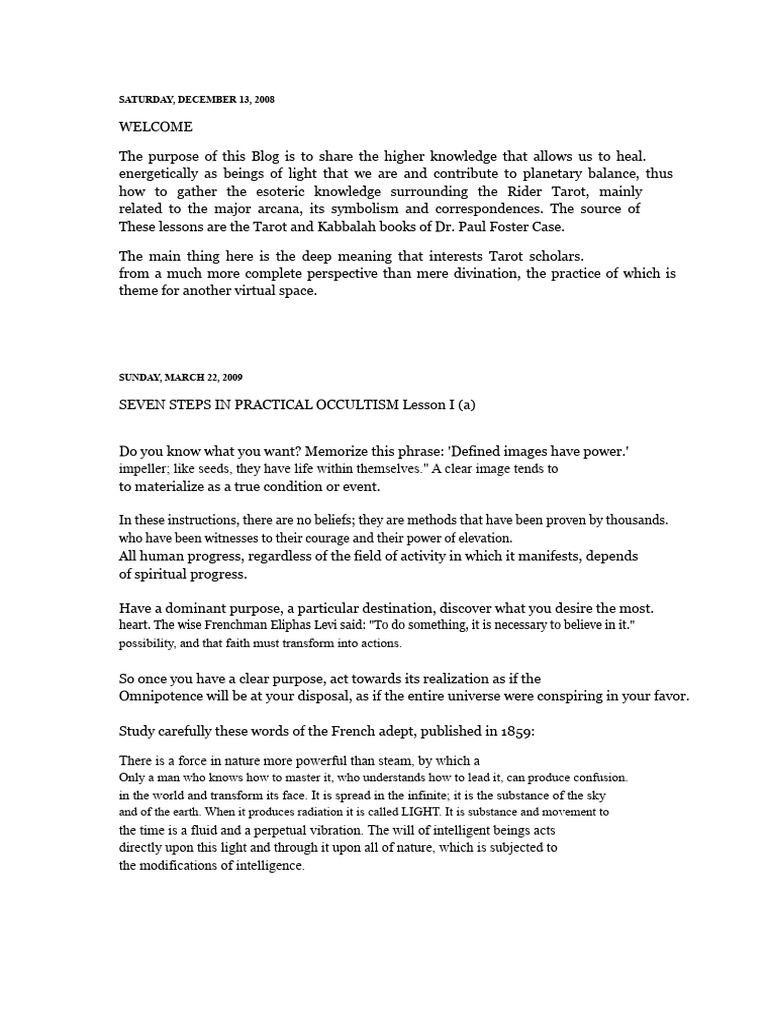 Esoteric Tarot and Practical Occultism | PDF | Mind | Thought