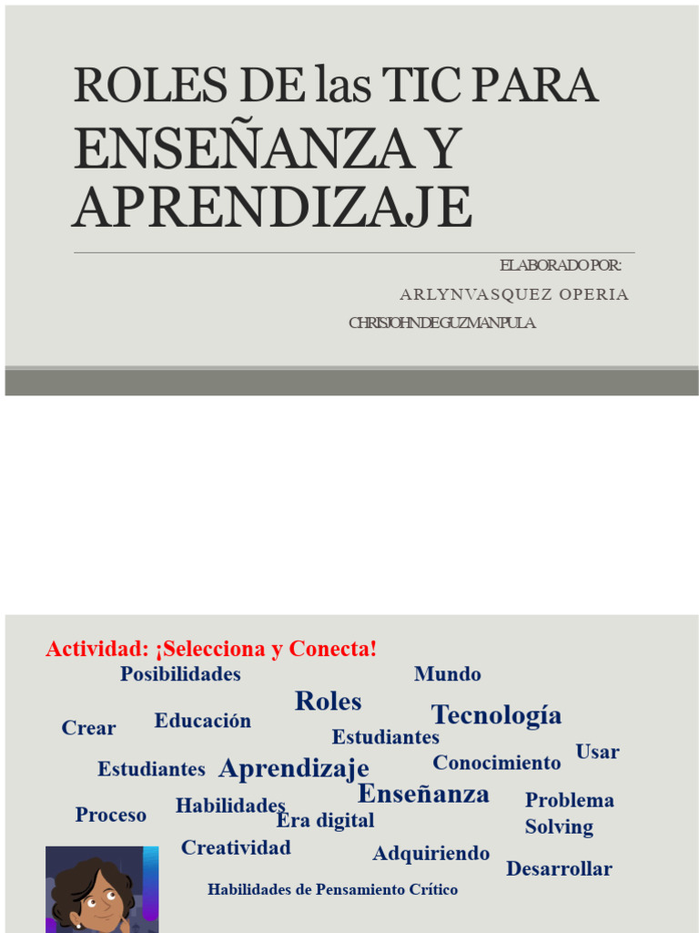Roles de Las Tic en La Enseñanza y Aprendizaje | PDF | Enseñando ...