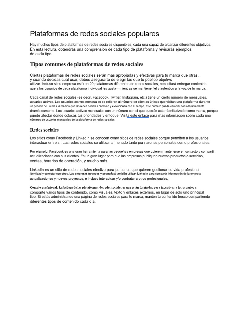 Plataformas de Redes Sociales Populares | PDF | Servicio de redes ...