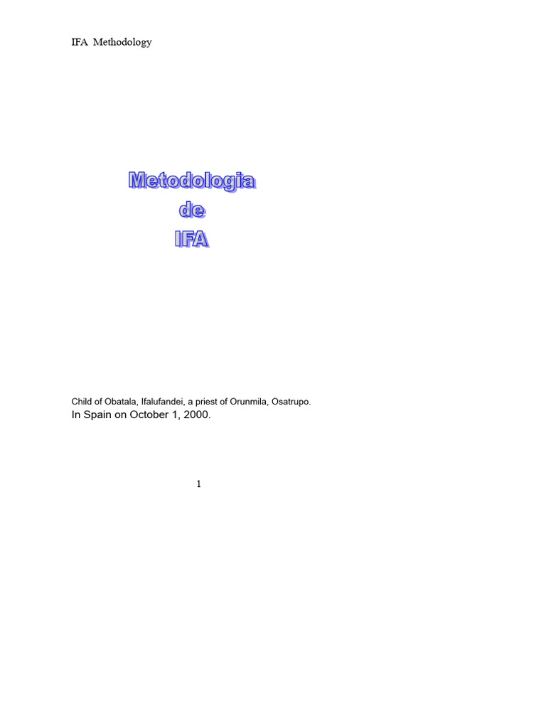IFA Methodology: Principles & Practices | PDF | Santería
