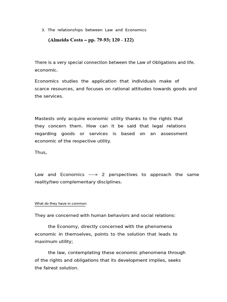 3. The relationships between Law and Economics | PDF