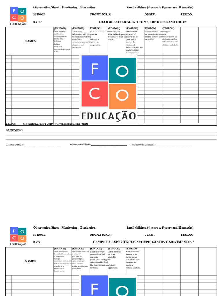 Assessment Sheet For Young Children | PDF | Empathy | Psychological ...