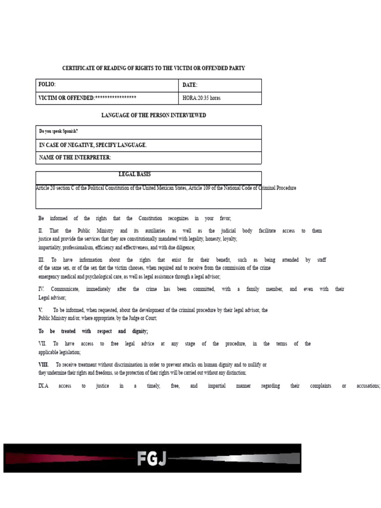 Victim Rights Certificate Template | PDF | Crimes | Crime & Violence