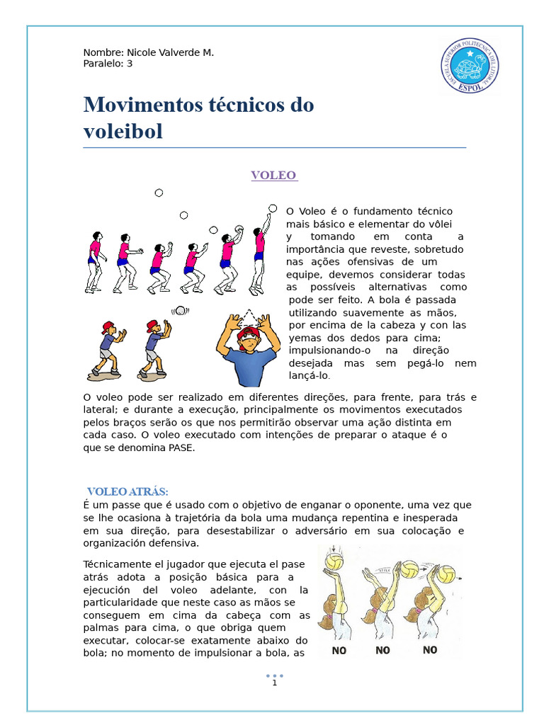 Fundamentos Técnicos do Voleibol | PDF | Voleibol