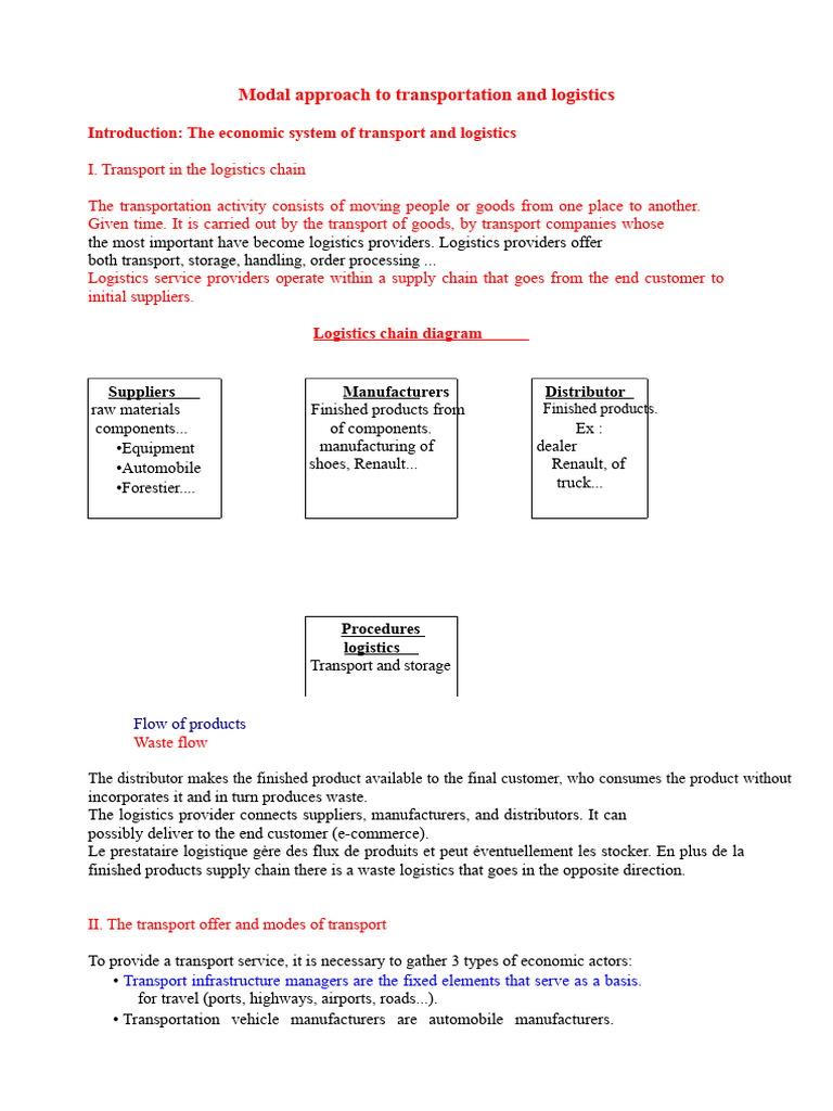Transportation and Logistics Overview | PDF | Logistics | Transport
