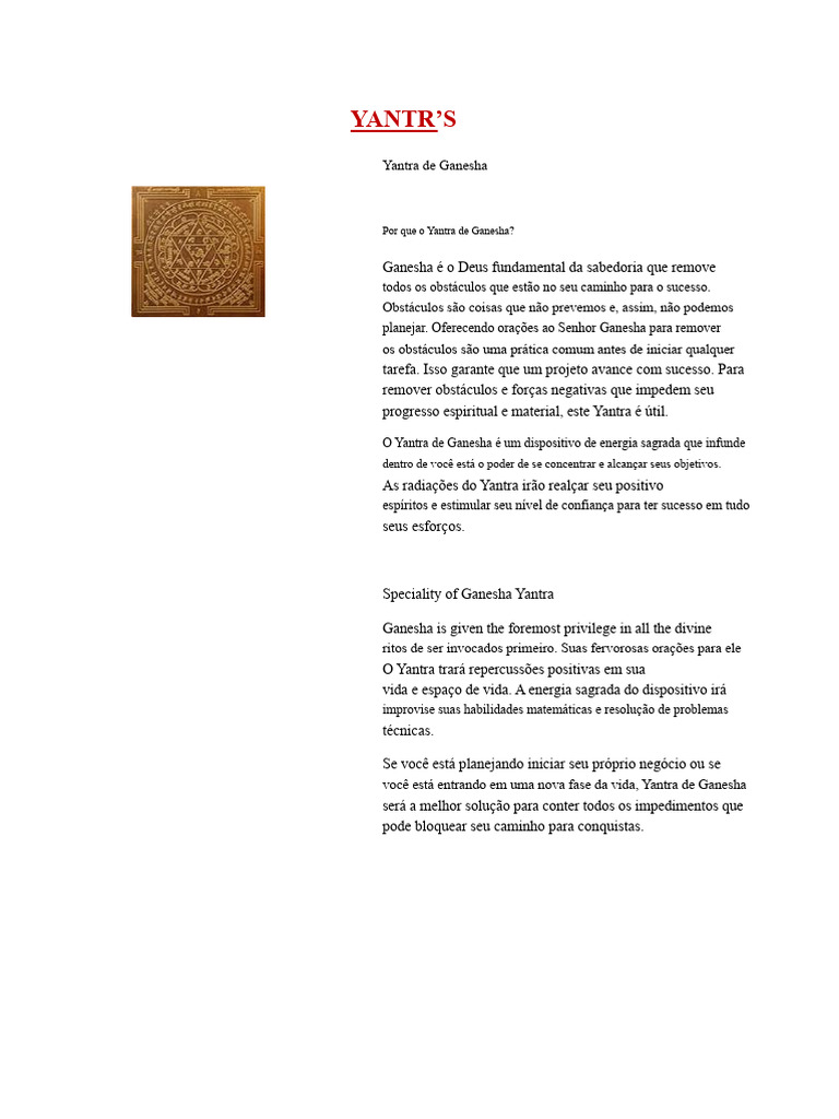 Yantras Sagrados para Sucesso e Prosperidade | PDF | Oração | Pensamento
