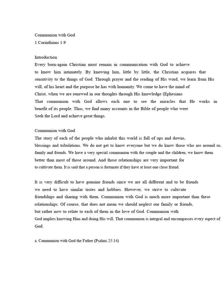 Deepening Communion with God | PDF | Eucharist | God The Father
