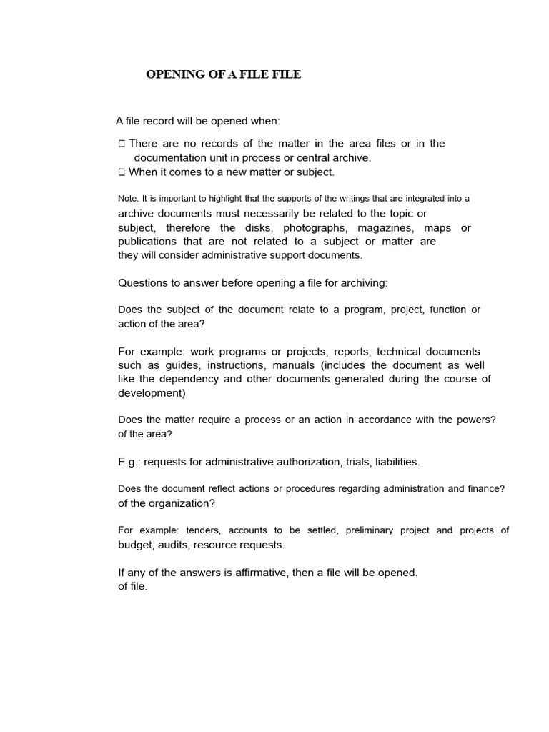 File Opening and Registration Procedures | PDF