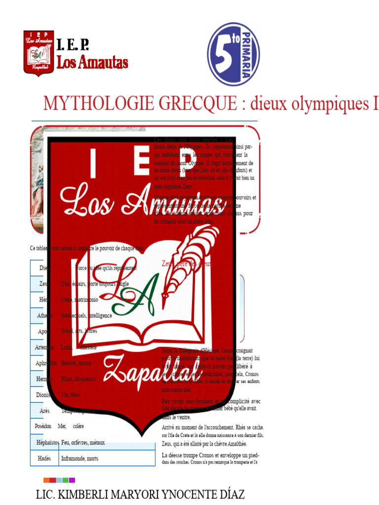 Dieux Olympiens de la Mythologie Grecque | PDF | Zeus | Hadès