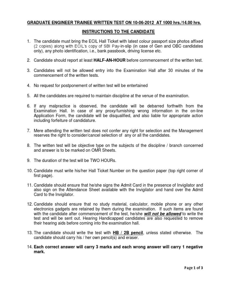 Written Test Instructions | PDF | Test (Assessment) | Business