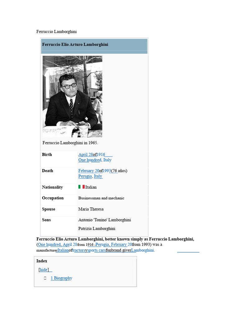 Ferruccio Lamborghini: Life & Legacy | PDF | Motor Vehicle | Sports Cars
