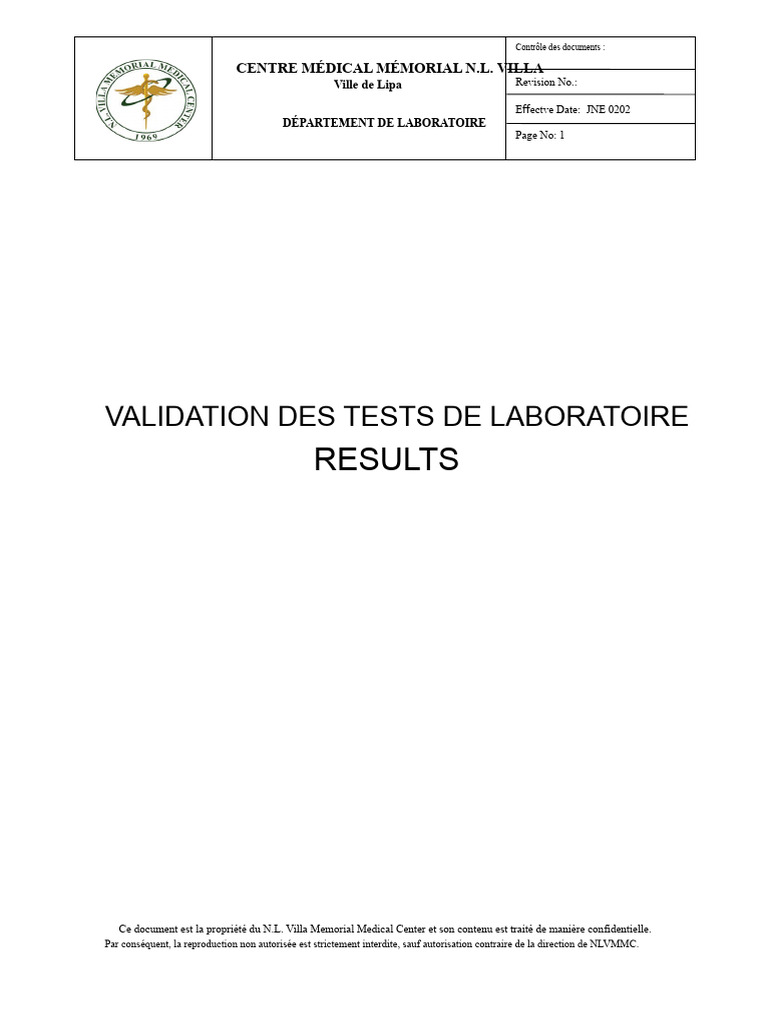 Validation des Tests de Laboratoire | PDF