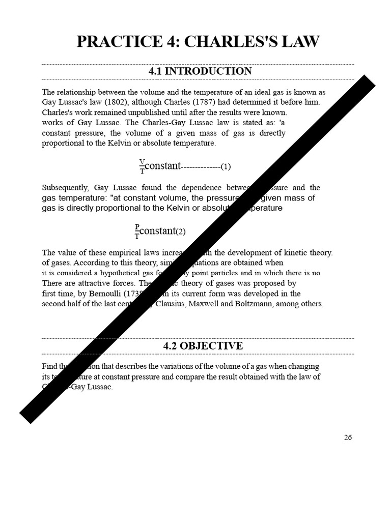 Charles's Law Experiment Guide | PDF | Gases | Temperature