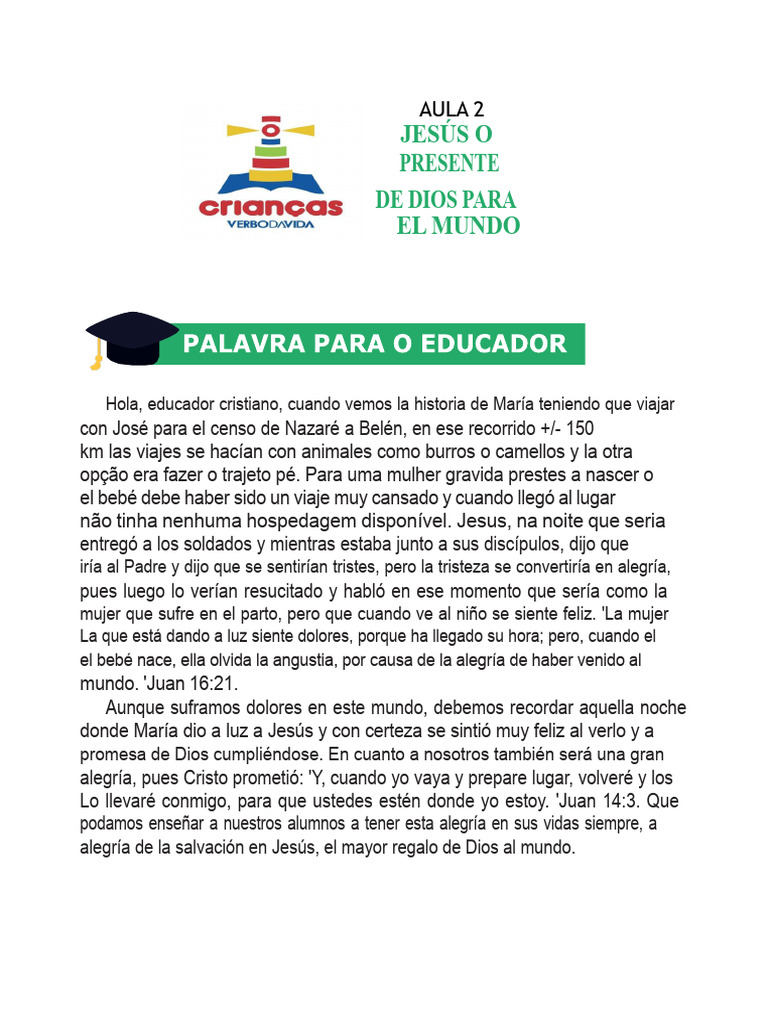 Clase 2 - Jesús, El Regalo de Dios para El Mundo | PDF | María, madre ...