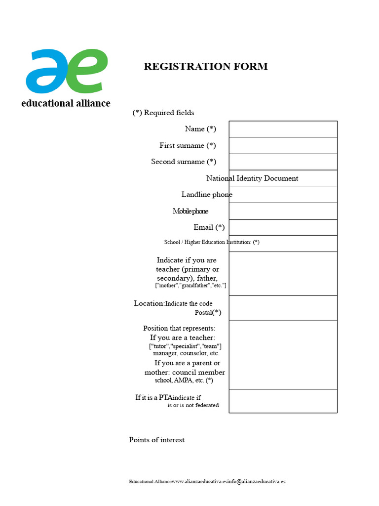 Educational Alliance Registration Form | PDF