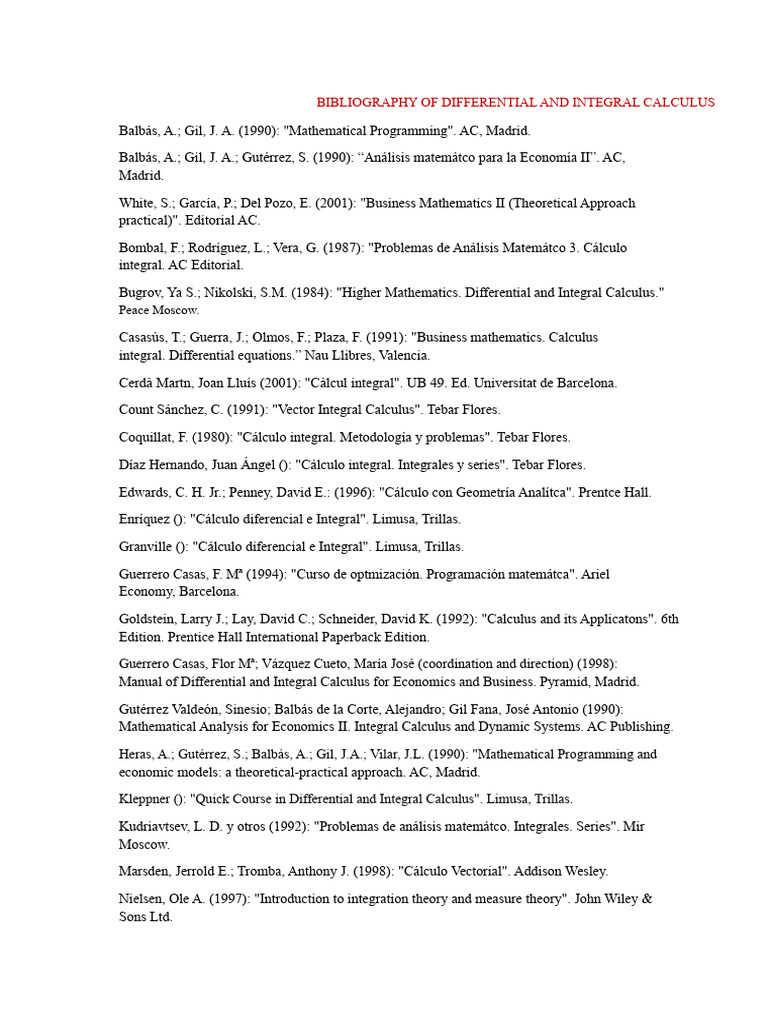 Bibliography of Differential and Integral Calculus | PDF | Mathematics ...
