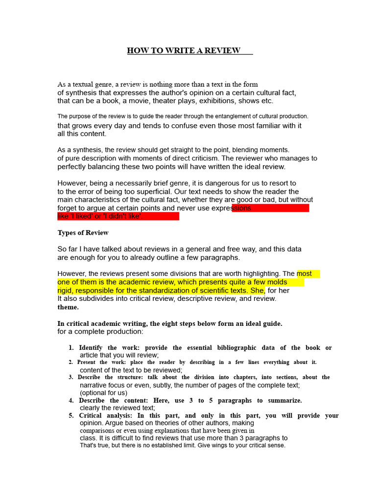 Guide to Writing Effective Reviews | PDF | Theory | Knowledge