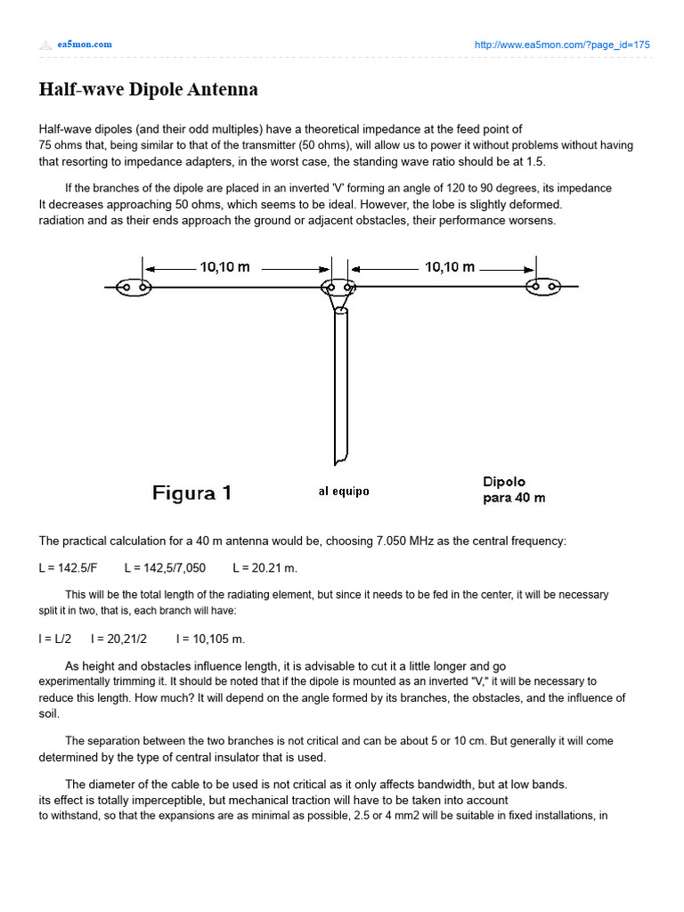 Half-Wave Dipole Antenna Guide | PDF | Antenna (Radio ...