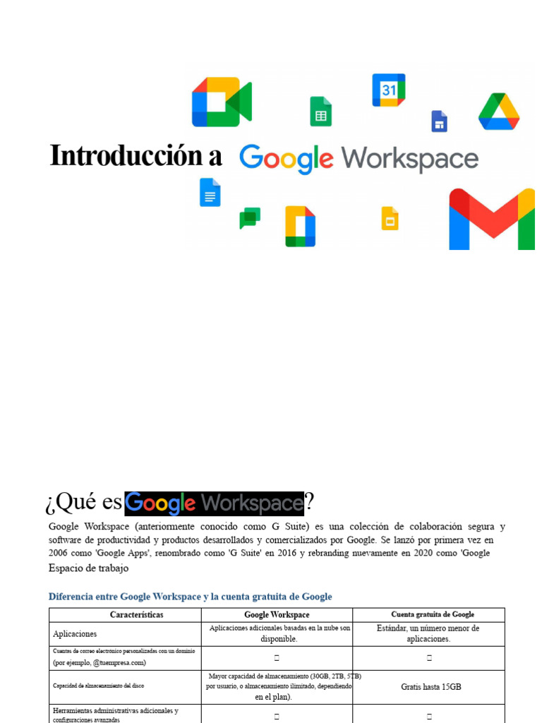 Características de Google Workspace 2023 | PDF | Chat en linea ...
