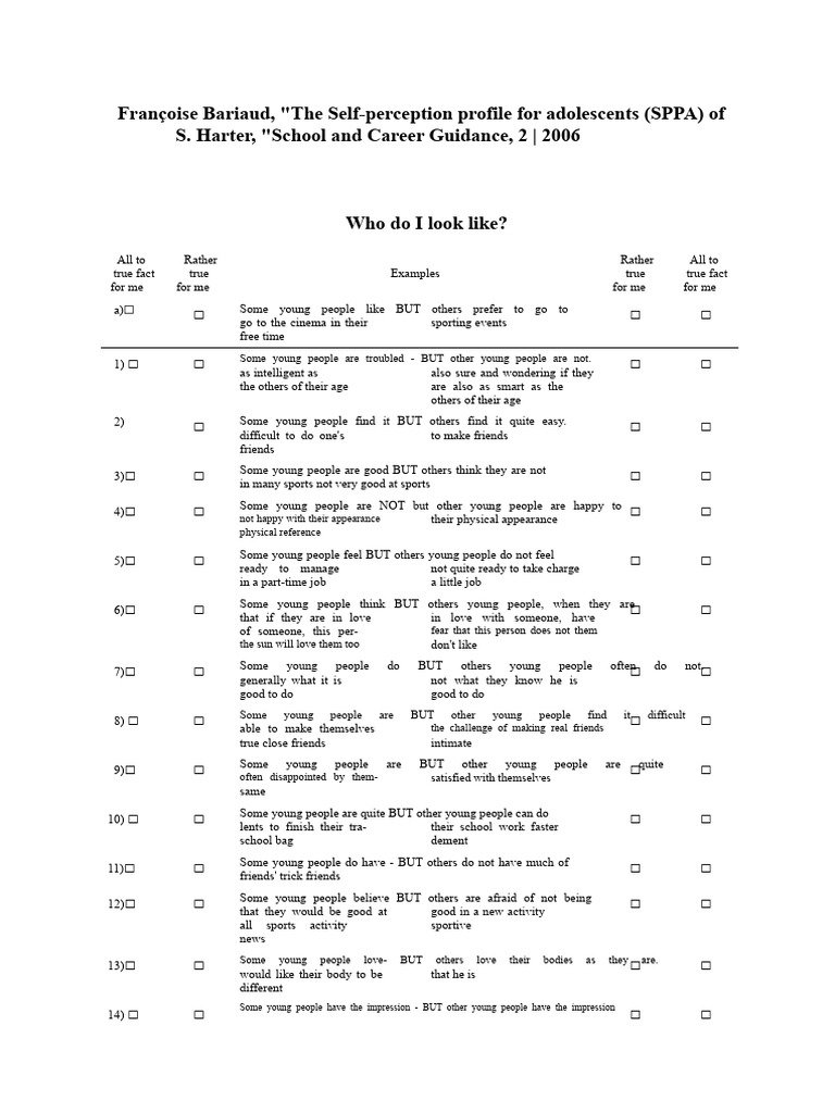 Adolescent Self-Perception Insights | PDF | Psychology | Social Psychology