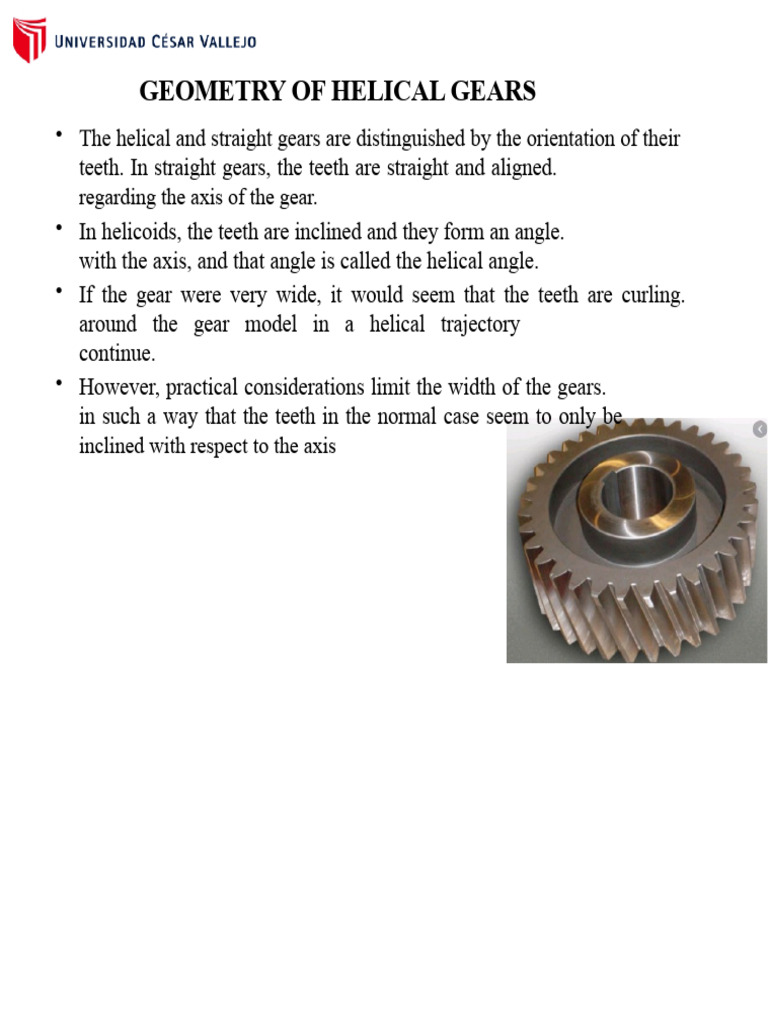 GEOMETRY OF HELICAL GEARS - UCV.pptx | PDF | Gear | Helix