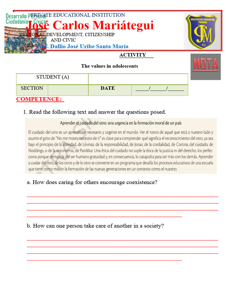 Card The Values of Respect | PDF