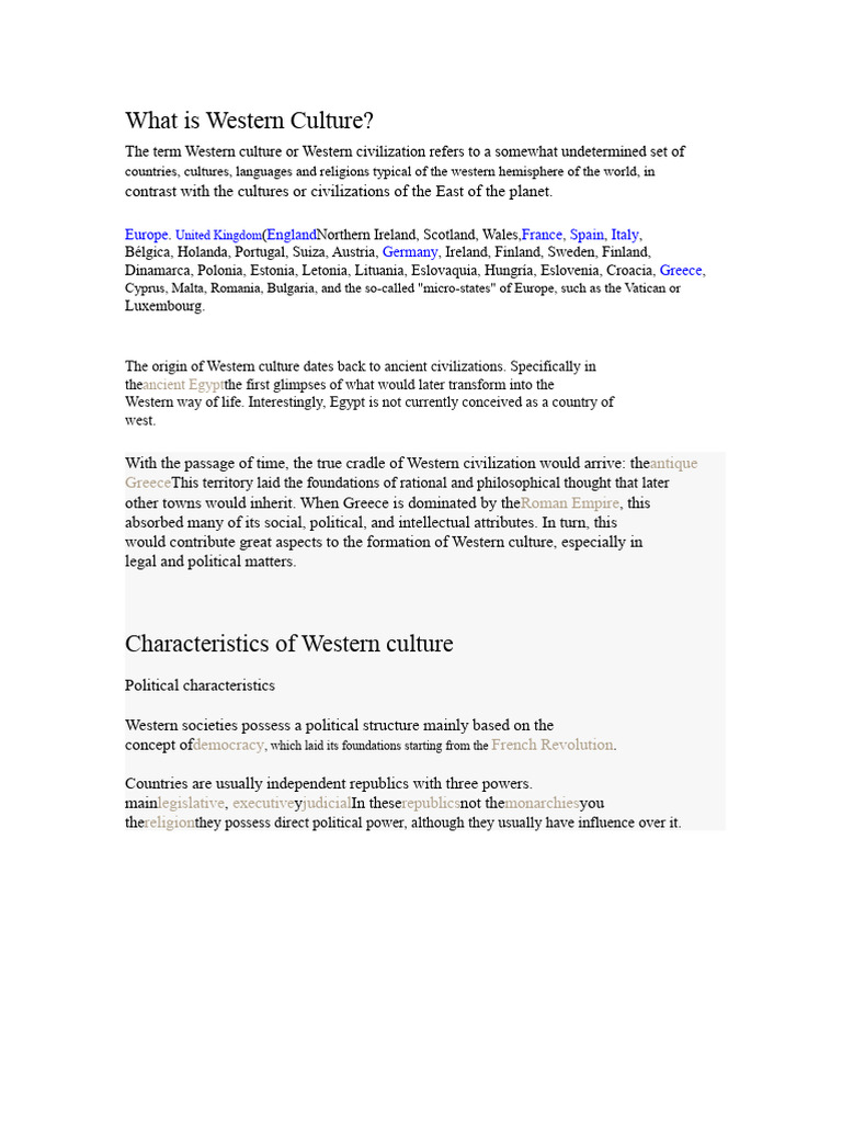 What is Western Culture.docx | PDF | Western Culture | Europe