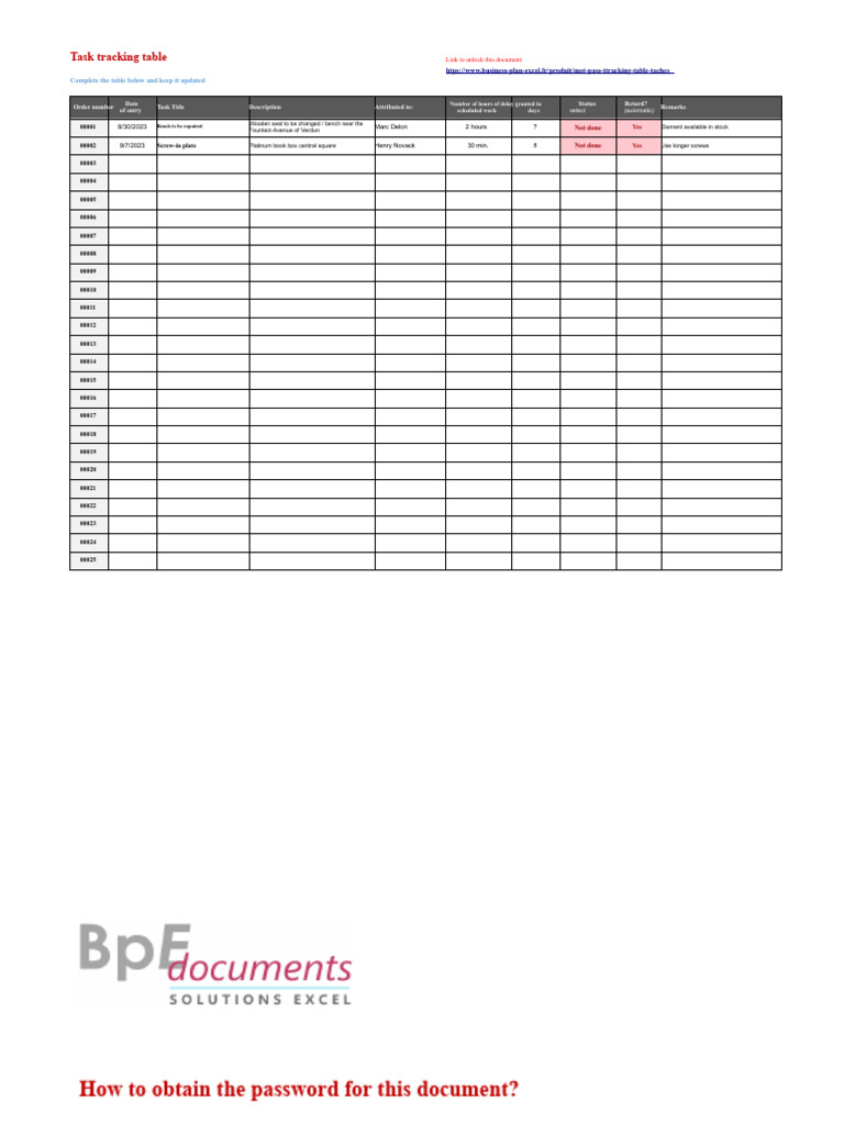 Task Tracking Table Instructions | PDF