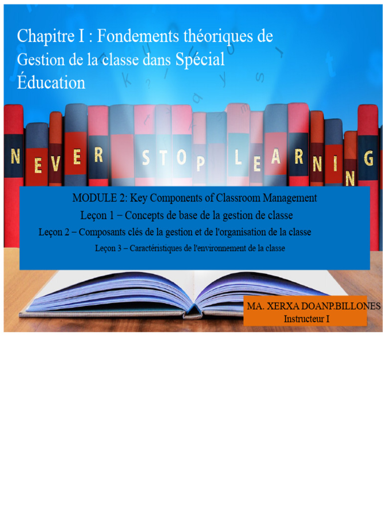 Gestion de classe en éducation spécialisée | PDF | Apprentissage ...