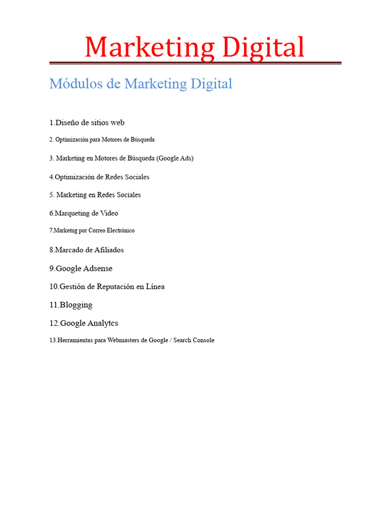 Guía Completa de Marketing Digital | PDF | Posicionamiento en ...