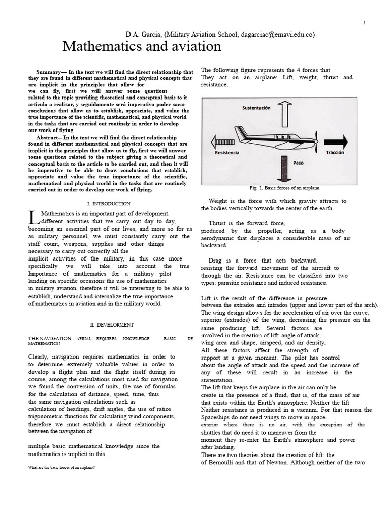 Mathematics and Aviation GARCIA - DAVID | PDF | Drag (Physics) | Lift ...