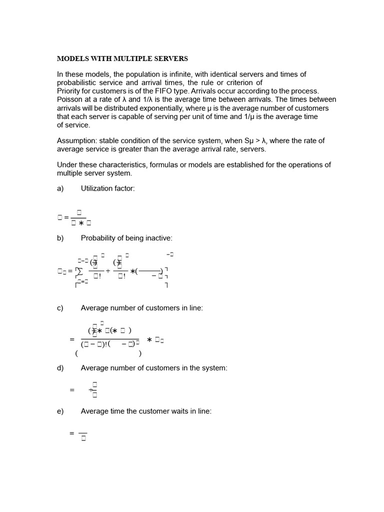 MODELS WITH MULTIPLE SERVERS | PDF | Statistical Theory | Probability ...