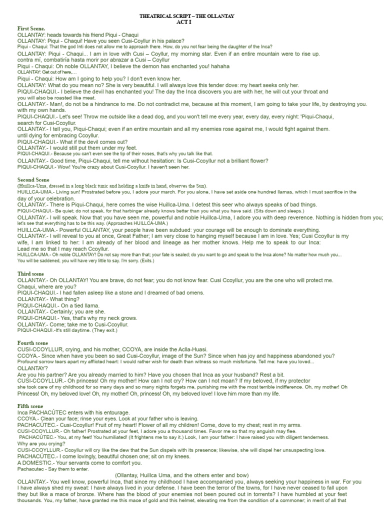 Ollantay: A Theatrical Script Excerpt | PDF | Inca Empire