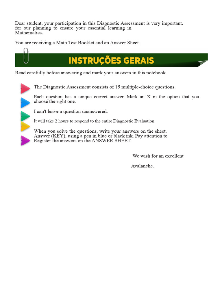 Mathematics Diagnostic Assessment Guide | PDF | Multiple Choice | Litre