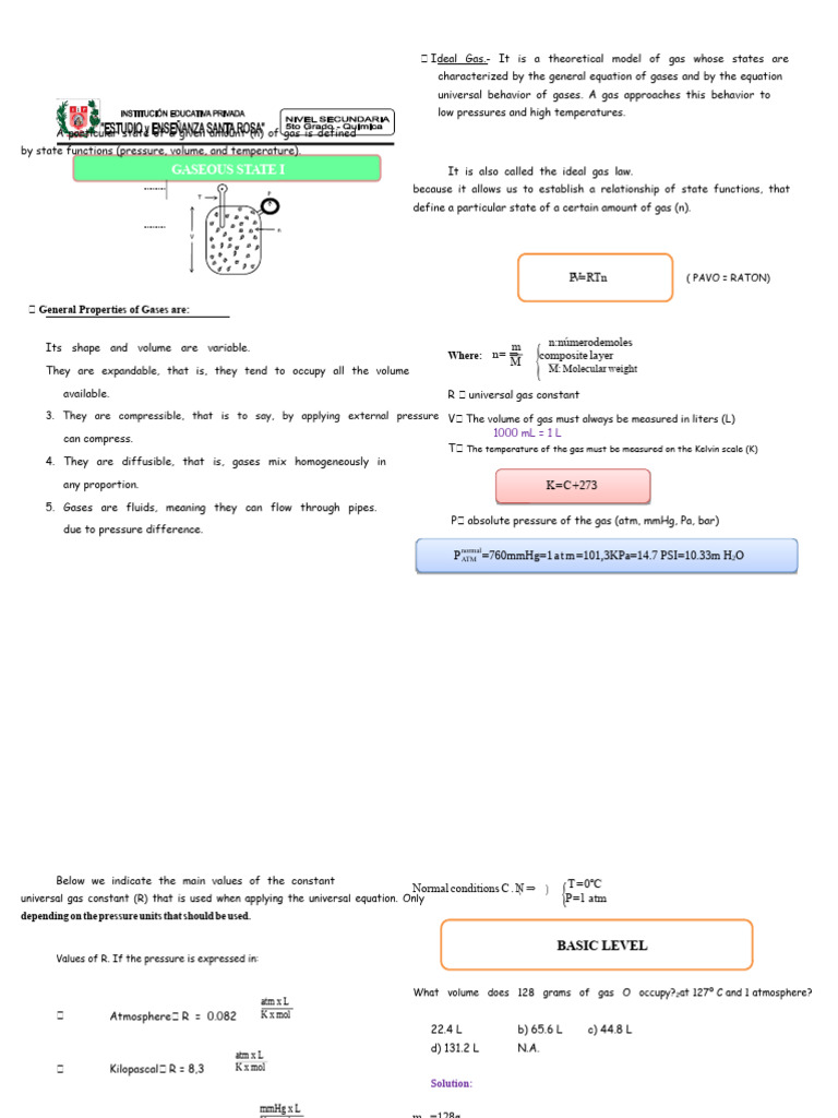 Ideal Gas Law and Properties Explained | PDF | Gases | Physical Quantities
