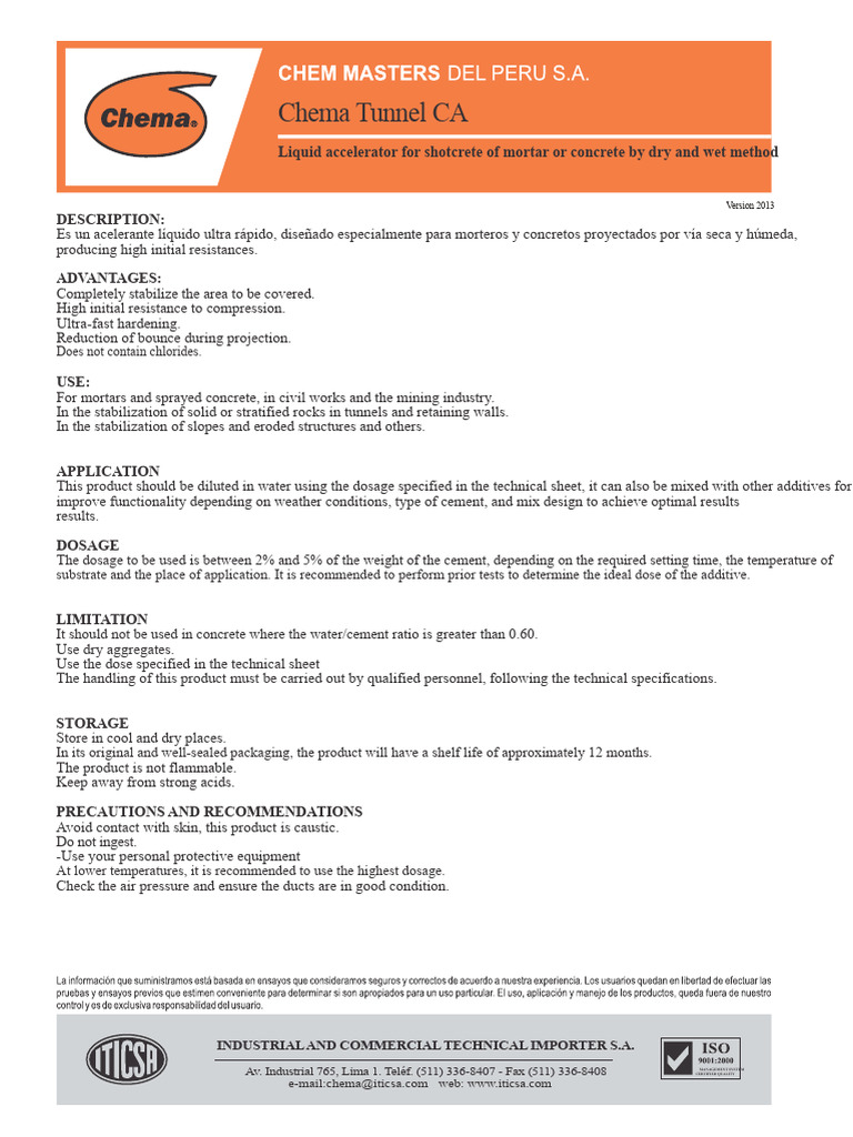 Chema Liquid Additives for Concrete | PDF | Concrete | Cement