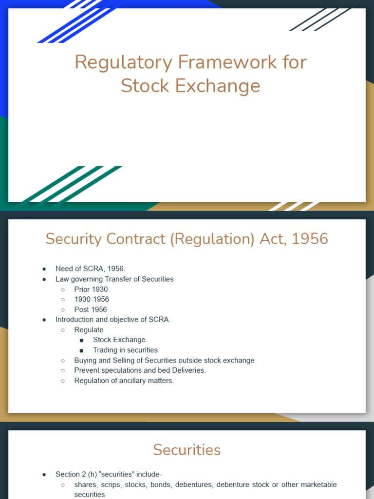 Stock Exchange Regulatory Framework | PDF | Securities (Finance) | Stocks