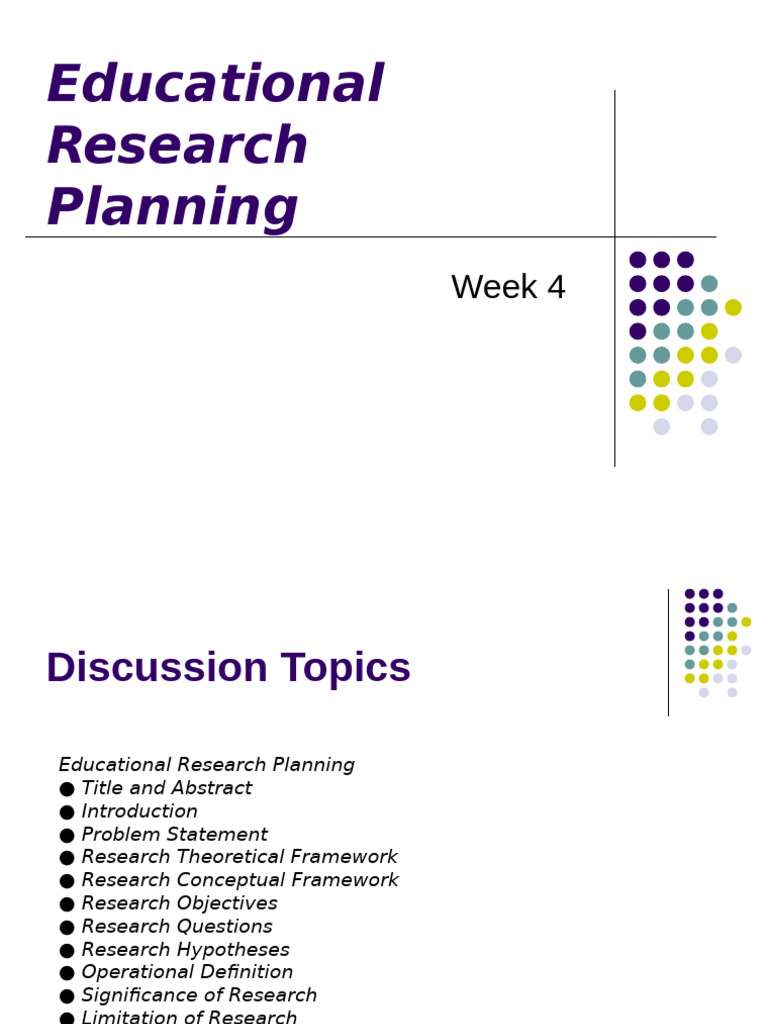Week 4 - Research Planning | PDF | Hypothesis | Quantitative Research